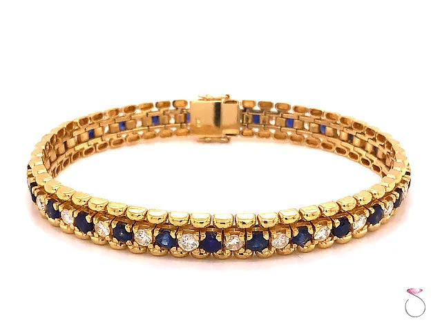 Ladies bracelets for grad ceremonies -Natural Sapphire and Diamond Tennis Bracelet