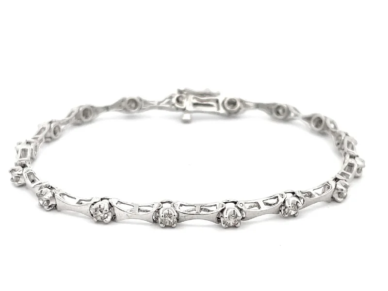 Ladies bracelets with sailboat charms -Diamond Link Bracelet in Platinum