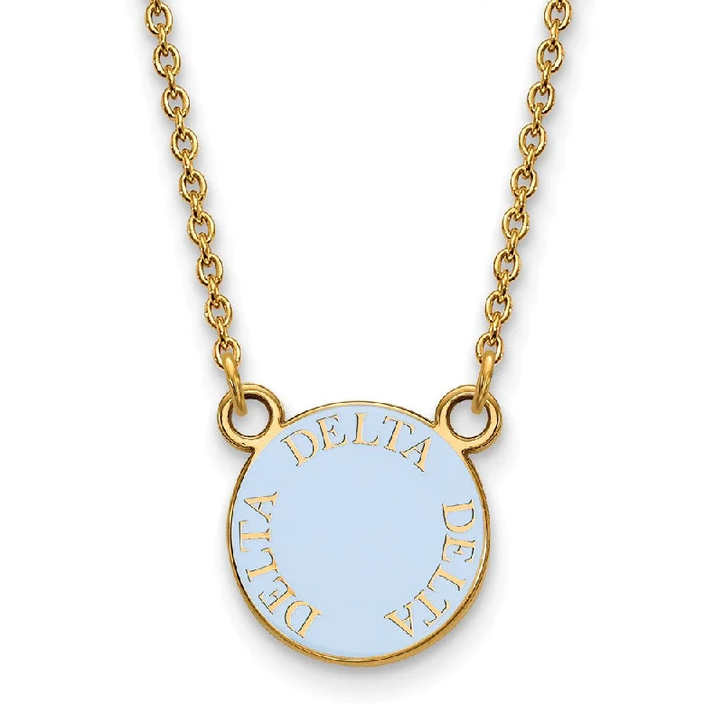 Ladies necklaces with rabbit pendants -14K Plated Silver Delta Delta Delta Small Blue Enamel Necklace