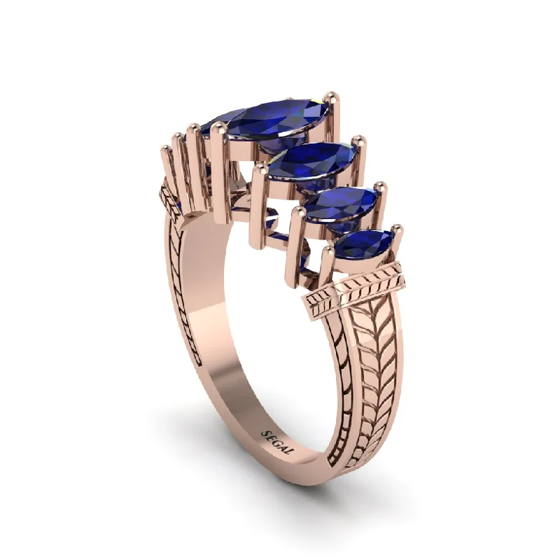 engagement-wedding-diamond-ring-Marquise-Cut Sapphire Cascade Engagement Ring - Regina No. 14