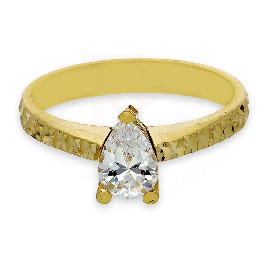 ladies-pear-cut-silver-rings-Gold Pear Solitaire Ring 18KT - FKJRN18K2878