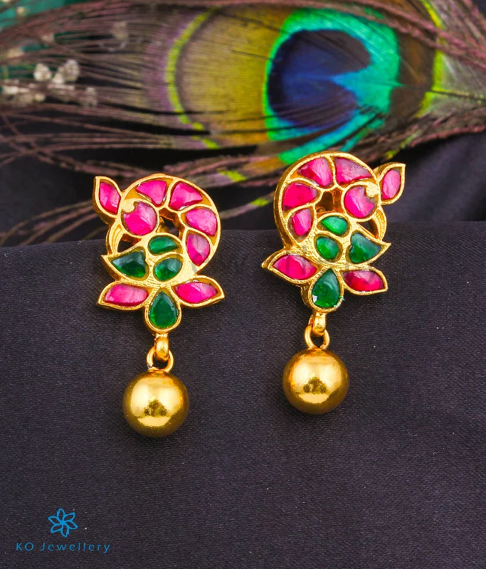 ladies-gold-hoop-earrings-The Hinaya Silver Peacock Kundan Earrings