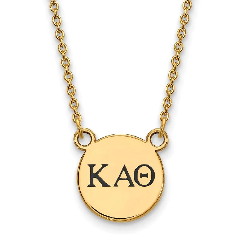 Ladies necklaces sleek chains -14K Plated Silver Kappa Alpha Theta Sm Enamel Greek Letters Necklace