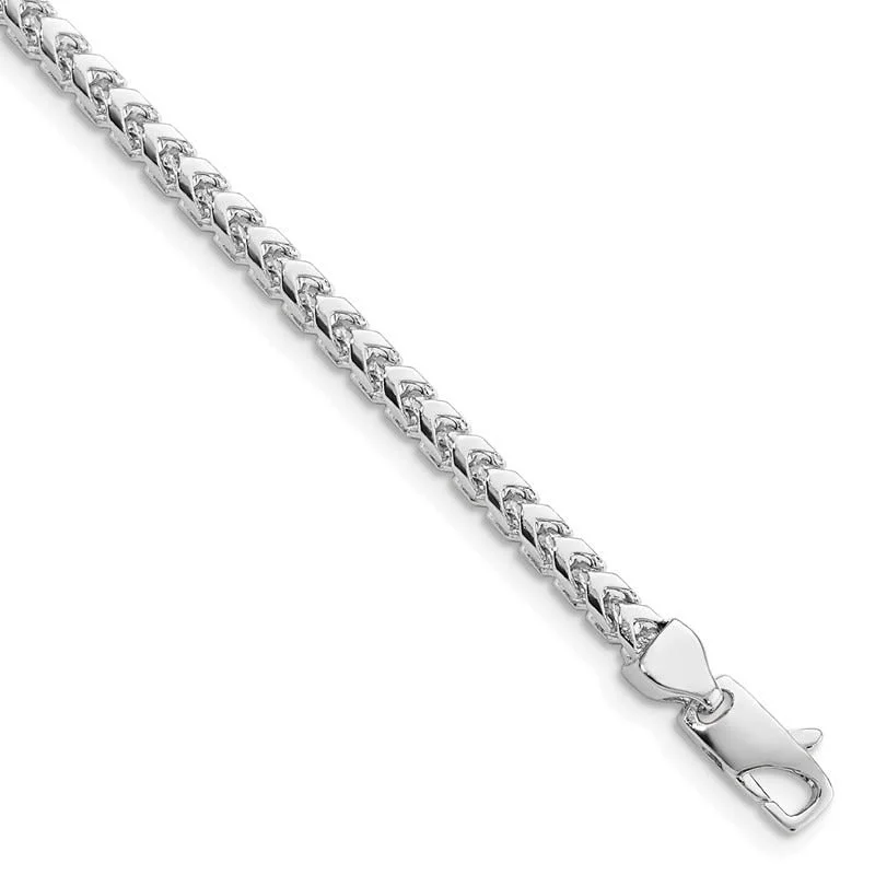 Ladies bracelets for spa days -14K White Gold 9 inch 3mm Franco with Fancy Lobster Clasp Chain Bracelet