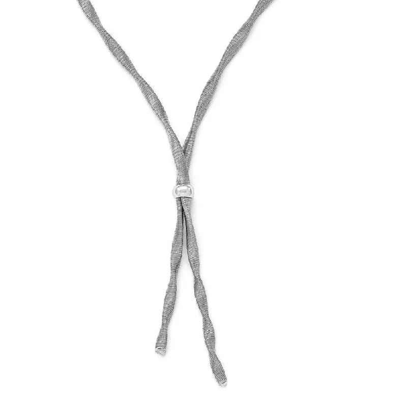 Ladies necklaces for designers -3mm Textured and Twisted Lariat Necklace in Sterling Silver, 17-20 in