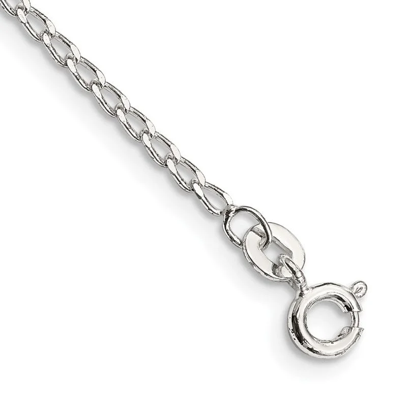 Ladies bracelets for holistic healers -Sterling Silver 1.5mm Open Elongated Link Chain Bracelet