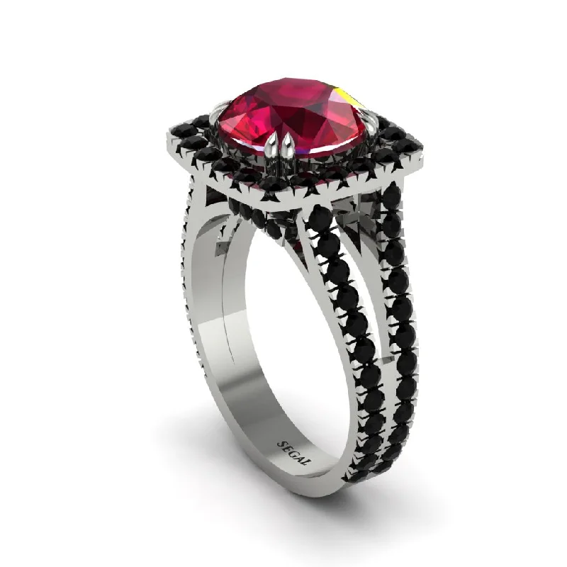 engagement-luxury-rose-gold-ring-Ruby Pave Split Shank Engagement Ring - Averie No. 42