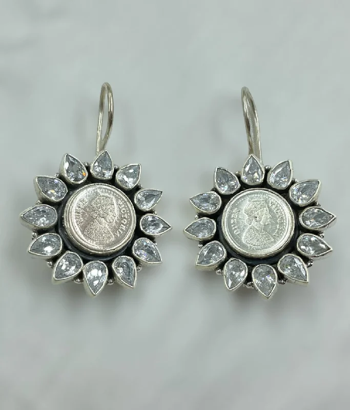 ladies-classic-hoop-earrings-The Vinila Victoria Silver Gemstone Earrings