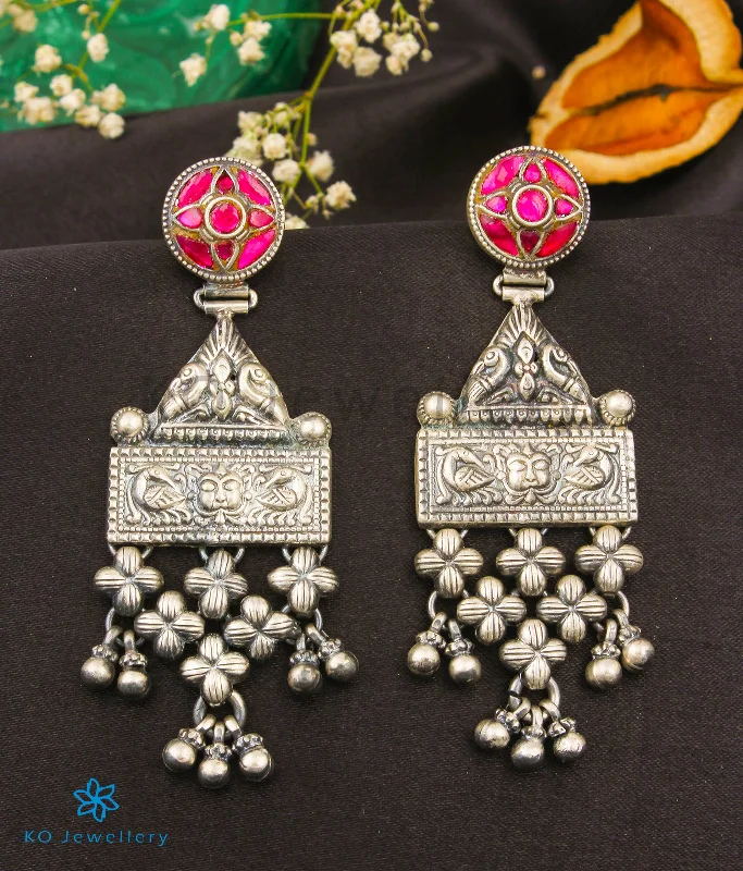 ladies-elegant-silver-earrings-The Tanya Silver Kundan Earrings