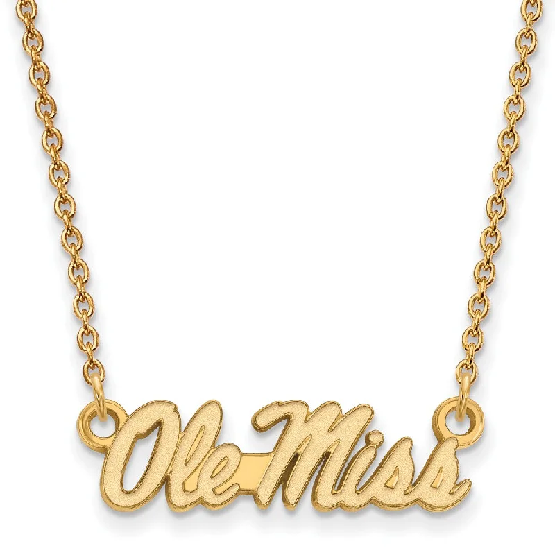 Ladies necklaces with key pendants -14k Yellow Gold U of Mississippi Sm Ole Miss Script Necklace