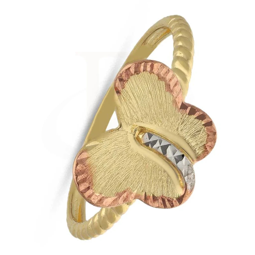 ladies-sapphire-solitaire-rings-Tri Tone Gold Butterfly Shaped Ring 18KT - FKJRN18K3797