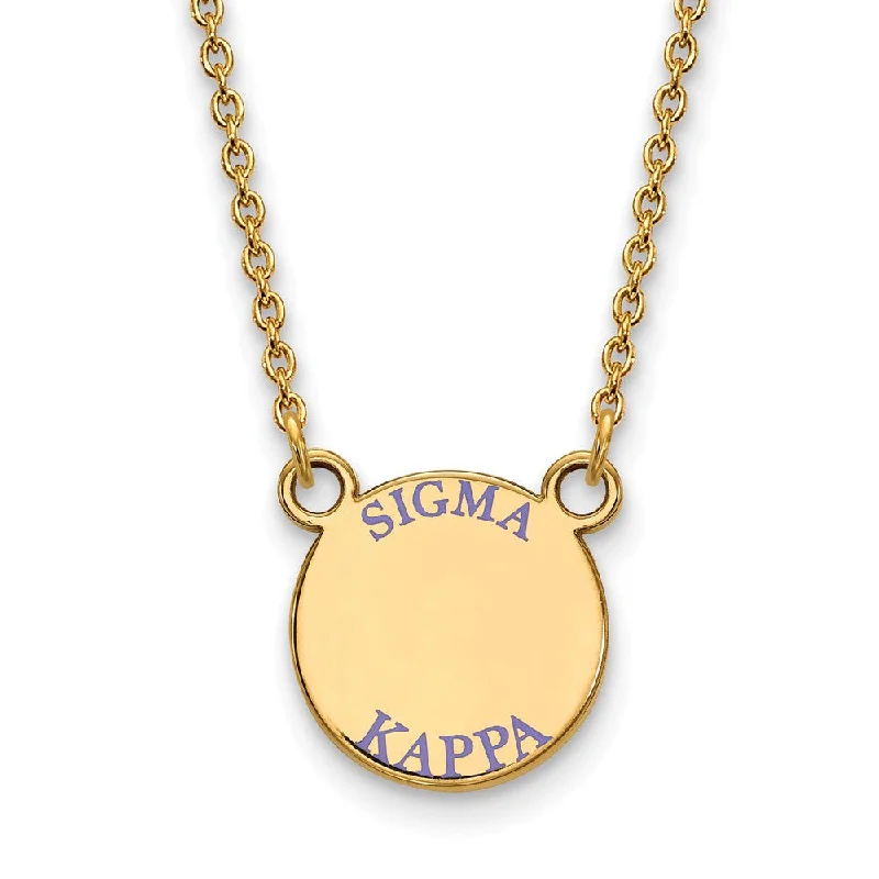 Ladies necklaces with feather pendants -14K Plated Silver Sigma Kappa Small Purple Enamel Necklace