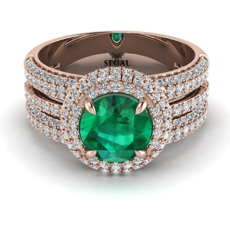 engagement-diamond-unique-ring-Emerald Halo Luxury Pave Engagement Ring - Sierra No. 5