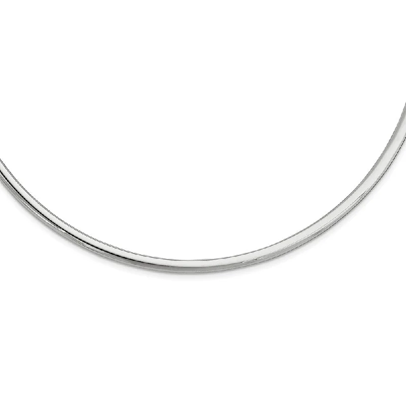 Ladies necklaces for doctors -4mm Polished Sterling Silver Neck Collar Necklace, 18 Inch