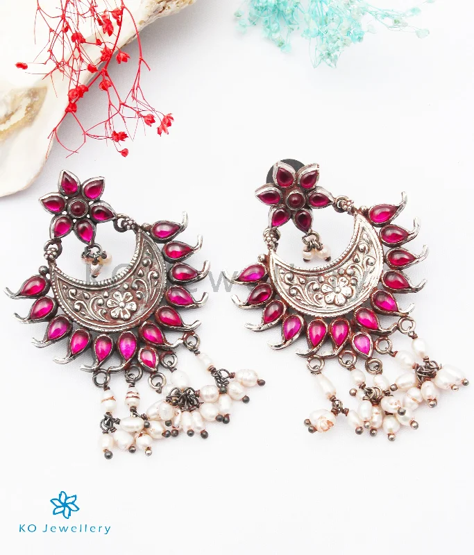 ladies-pendant-diamond-earrings-The Ajeya Silver Kempu Earrings