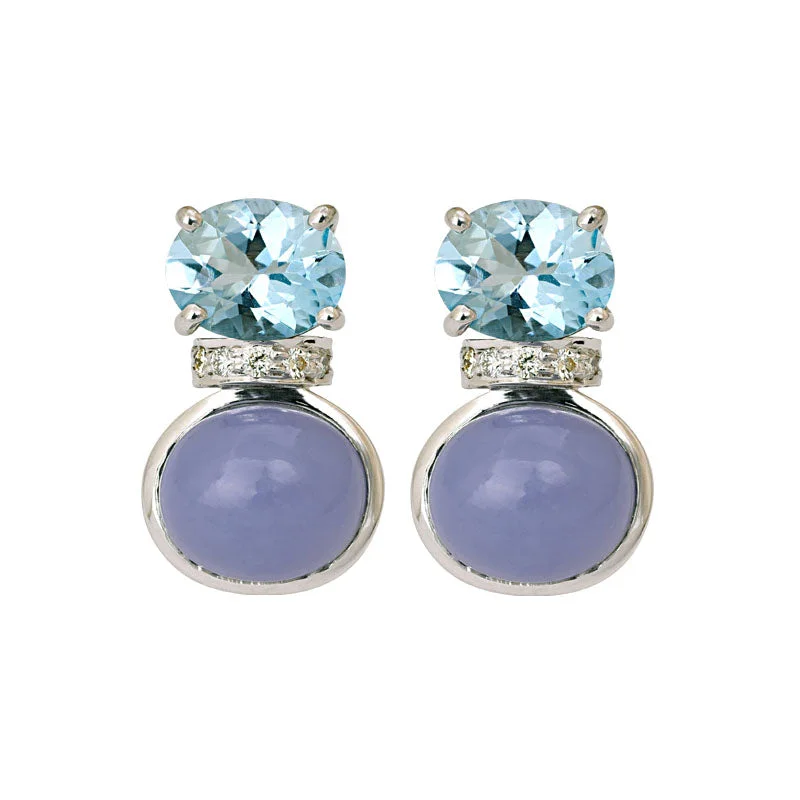 ladies-diamond-rose-gold-earrings-EARRINGS- BLUE TOPAZ, CHALCEDONY AND DIAMOND