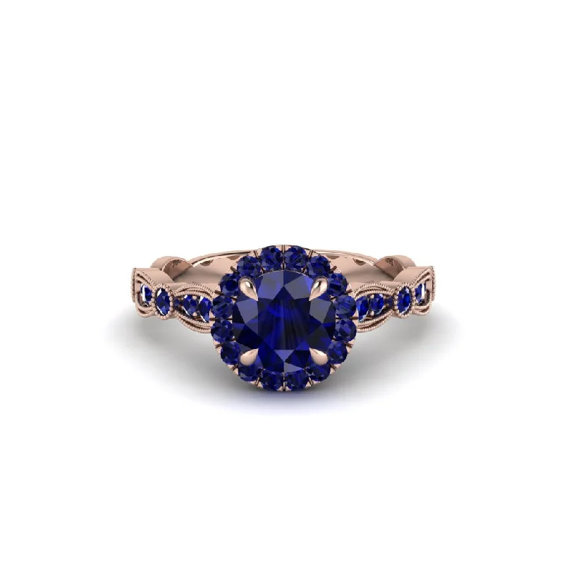 engagement-white-gold-handmade-ring-Round Cut Sapphire Radiant Eternity Engagement Ring - Kamryn No. 74