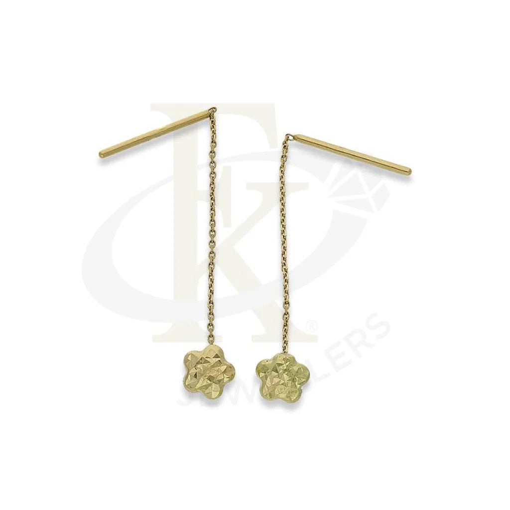 ladies-flower-gold-earrings-Gold Flower Shaped Tic-Tac Earrings 18KT - FKJERN18K2220