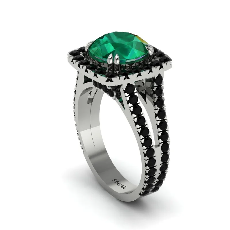 engagement-white-gold-custom-ring-Emerald Pave Split Shank Engagement Ring - Averie No. 36