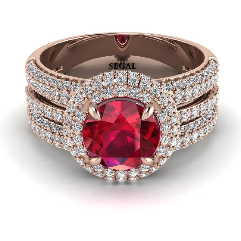 engagement-bridal-emerald-ring-Ruby Halo Luxury Pave Engagement Ring - Sierra No. 11