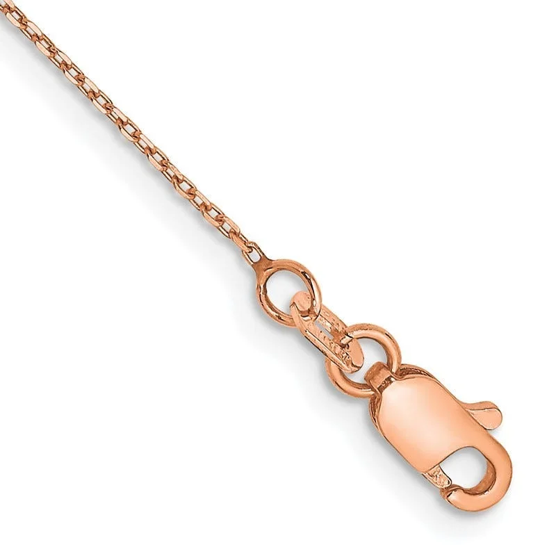 Ladies bracelets for club nights -14K Rose Gold 10 inch .8mm Diamond-cut Cable with Lobster Clasp Chain Bracelet