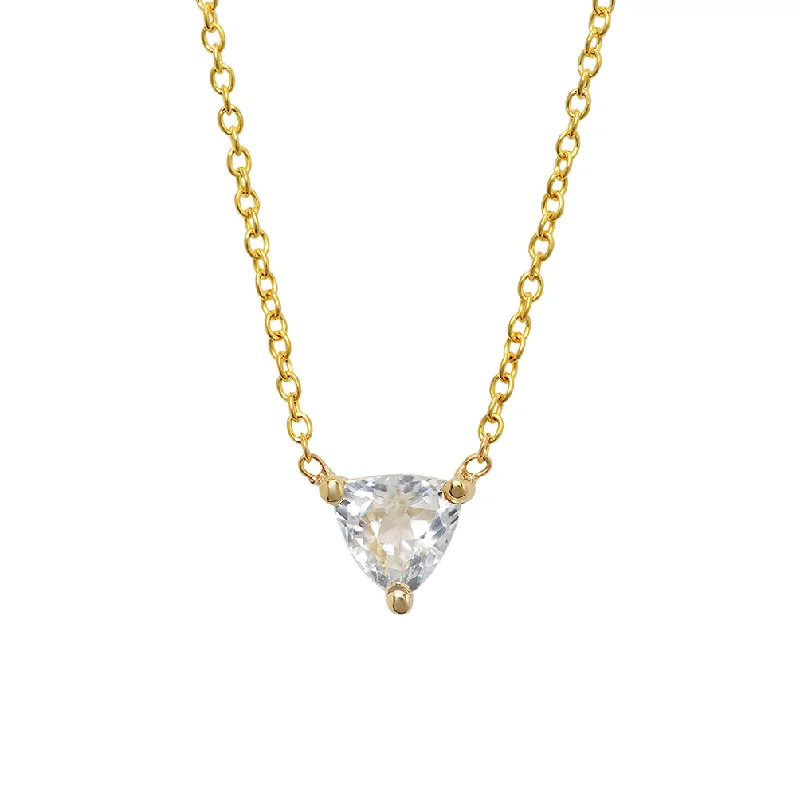 Ladies necklaces for friends -Triangle White Topaz Necklace