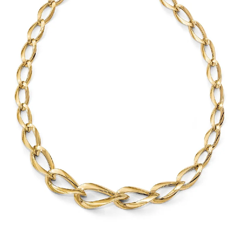 Ladies necklaces with hematite -14k Yellow Gold Graduated Fancy Twisted Link Necklace, 17.5 Inch