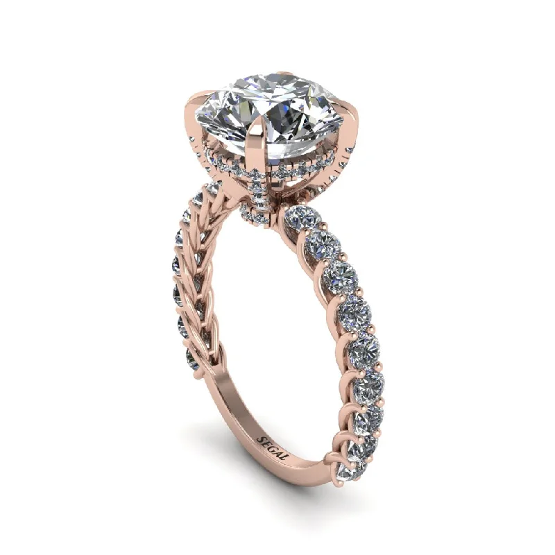 engagement-platinum-promise-ring-Diamond Twisted Band Halo Engagement Ring - Avianna No. 2