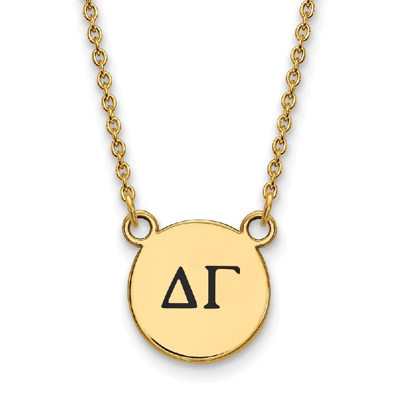 Ladies necklaces with tiger pendants -14K Plated Silver Delta Gamma Small Enamel Greek Letters Necklace