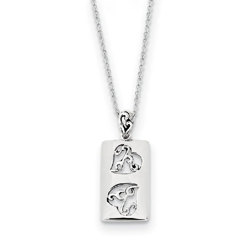 Ladies necklaces for daughters -Rhodium Plated Sterling Silver Two Girlfriends Necklace, 18 Inch