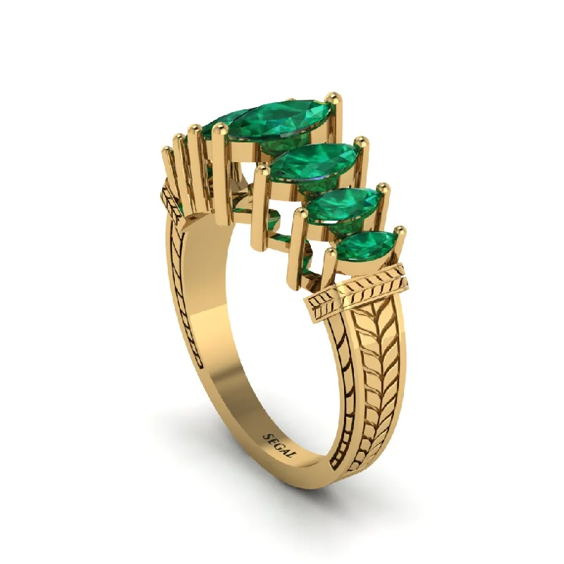 engagement-modern-platinum-ring-Marquise-Cut Emerald Cascade Engagement Ring - Regina No. 4