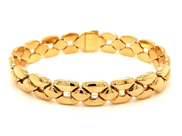 Ladies bracelets spiral patterns -Vintage Cartier Link Bracelet 18K Yellow Gold, Unisex 12.30 mm