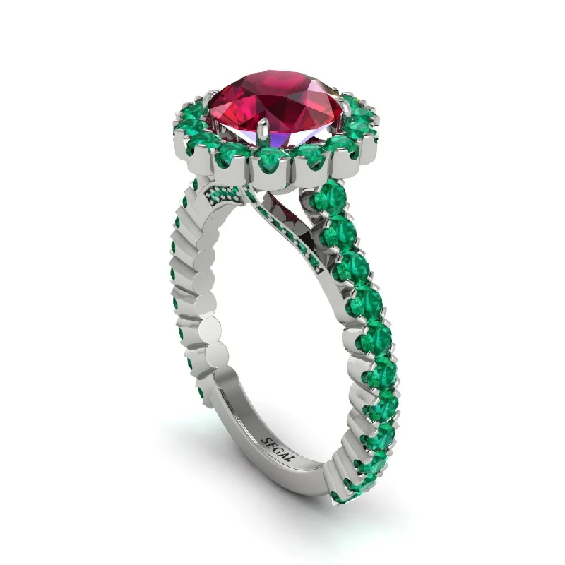 engagement-modern-diamond-ring-Round Cut Ruby Timeless Splendor Engagement Ring - Jazlyn No. 27