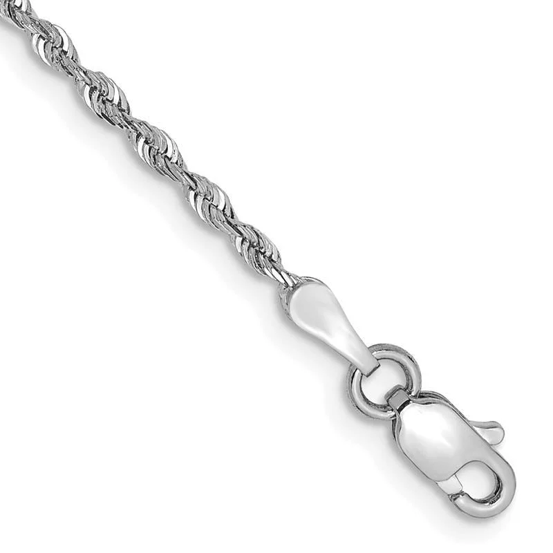 Ladies bracelets for chic outfits -14K White Gold 9 Inch 1.85mm Diamond-cut Quadruple Rope Lobster Clasp Chain Bracelet