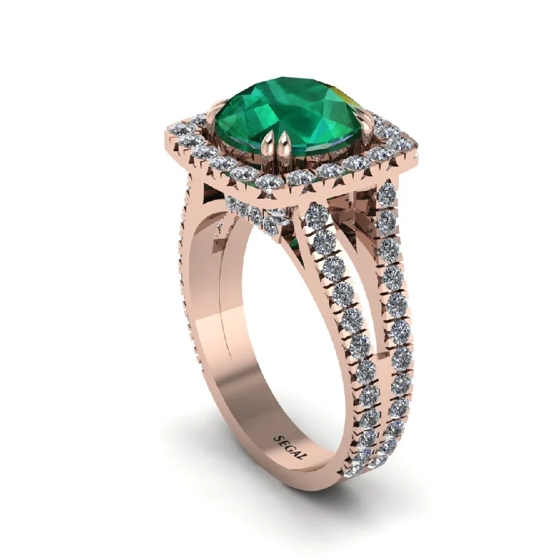 engagement-rose-gold-vintage-ring-Emerald Pave Split Shank Engagement Ring - Averie No. 5