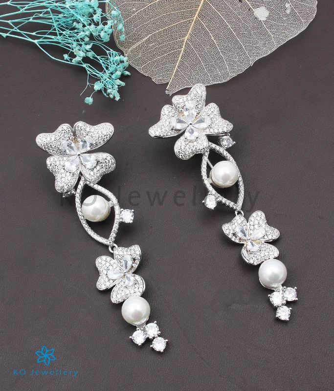 ladies-diamond-chandelier-earrings-The Valerie Silver Pearl Earrings