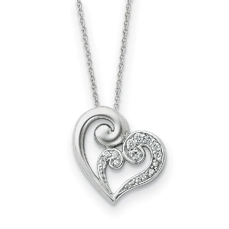 Ladies necklaces for musicians -Rhodium Plated Sterling Silver, A Mother's Journey Heart Necklace