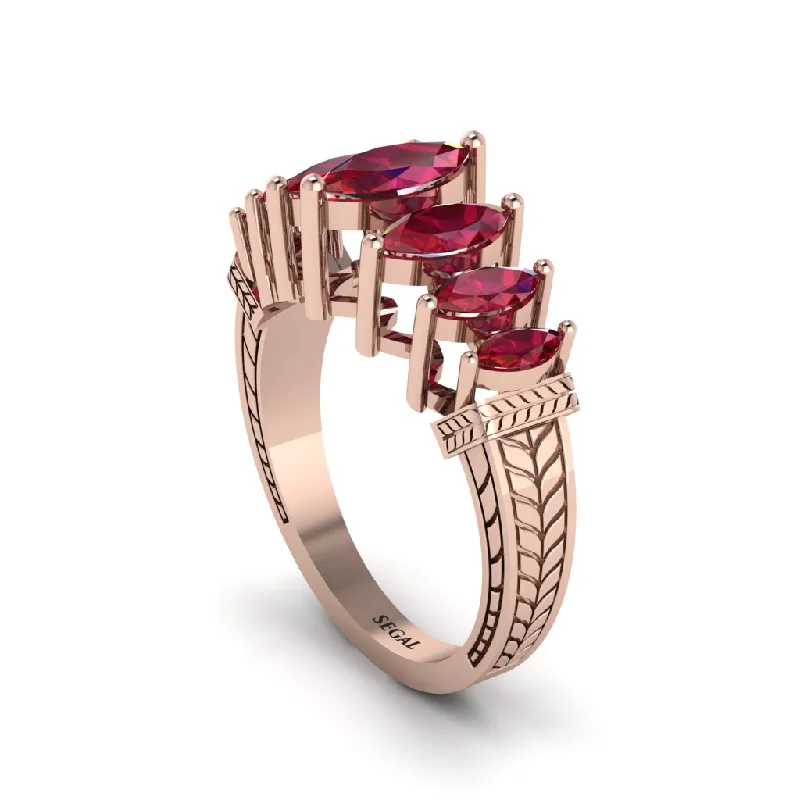 engagement-cushion-cut-silver-ring-Marquise-Cut Ruby Cascade Engagement Ring - Regina No. 11