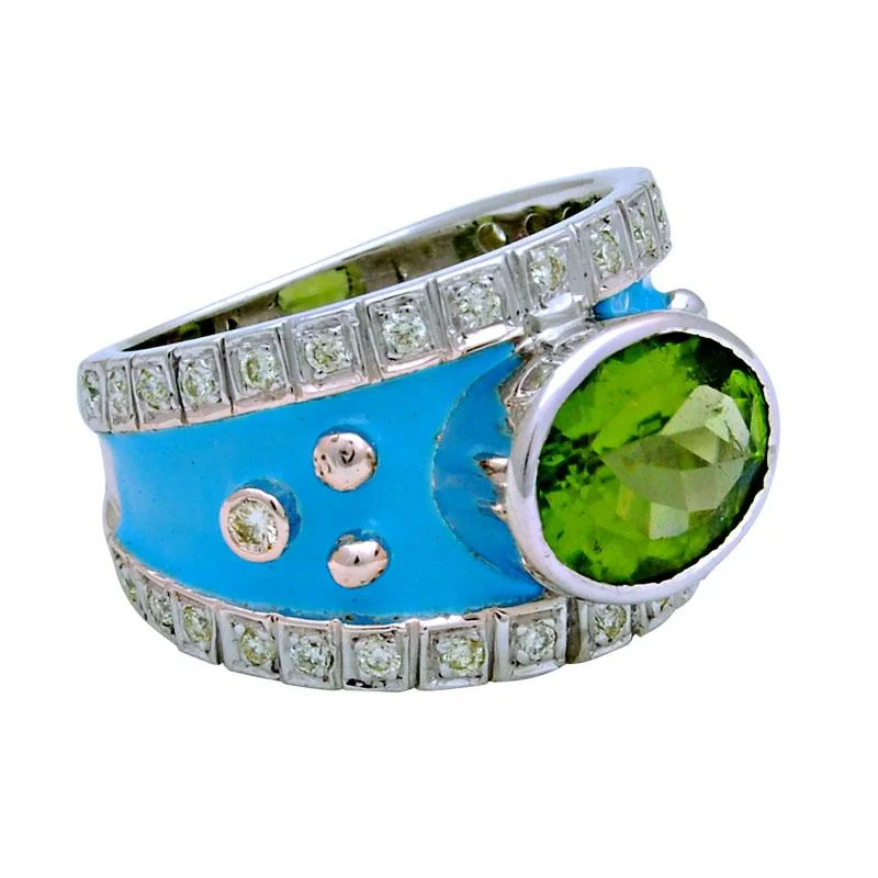 ladies-minimalist-sapphire-rings-Ring-Peridot and Diamond (Enamel)  (114PS)