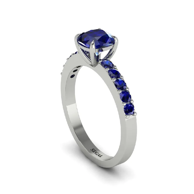 engagement-gold-solitaire-ring-Cushion-Cut Sapphire Classic Elegance Engagement Ring - Demi No. 75