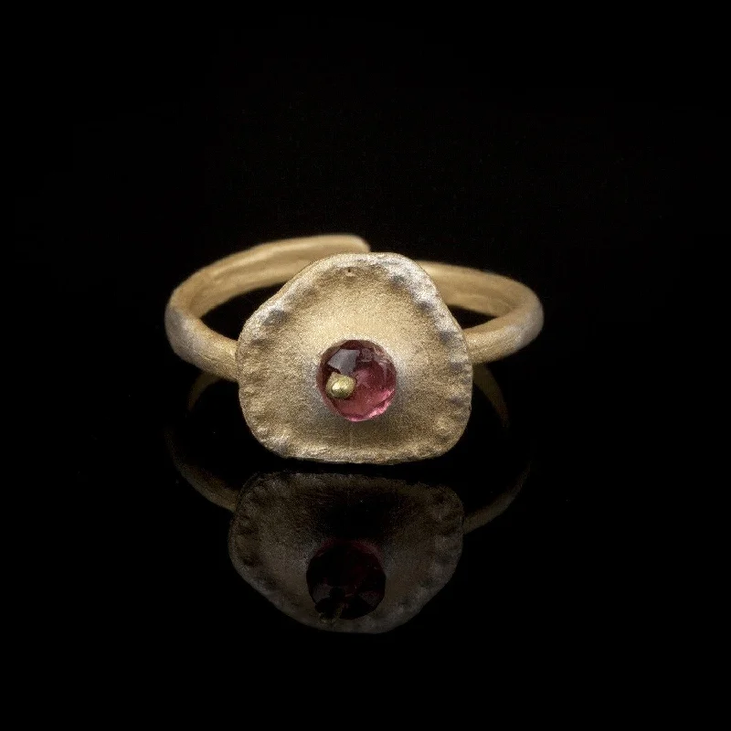 ladies-name-rose-gold-rings-Sea Urchin Single Ring - Pink Tourmaline