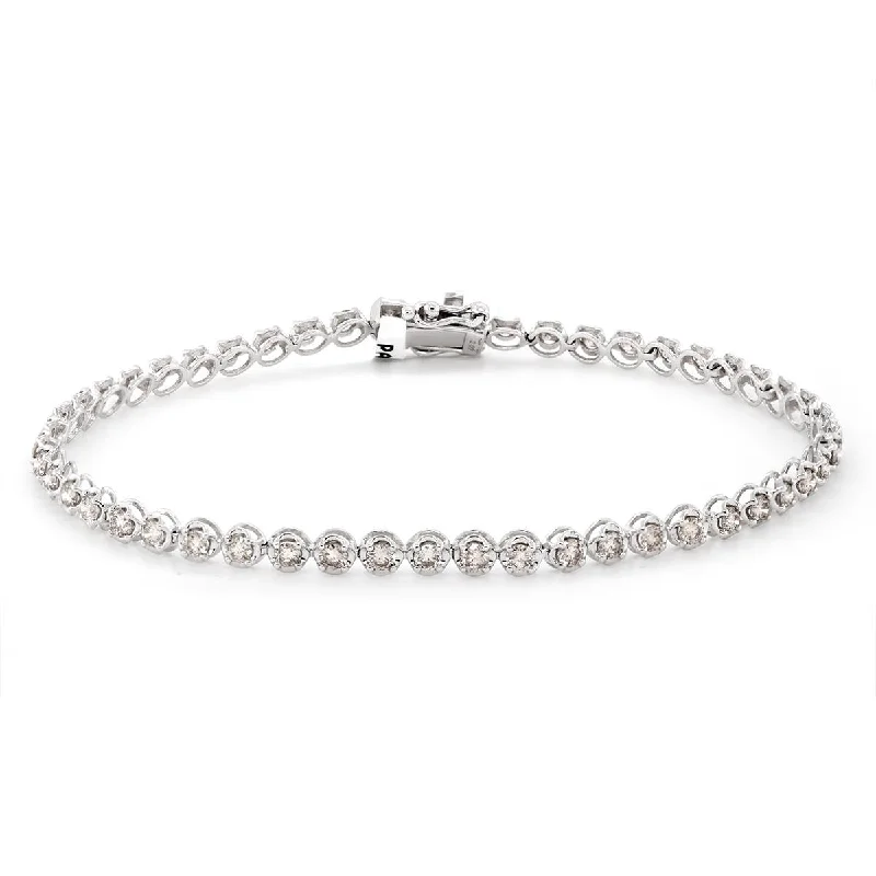 Ladies bracelets with red citrine -WHITE GOLD DIAMOND TENNIS BRACELET WITH 50 DIAMONDS, 2.00 CT TW