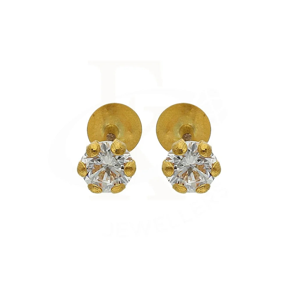 ladies-pendant-gold-earrings-Gold Solitaire Second Stud Earrings 18KT - FKJERN18K3097