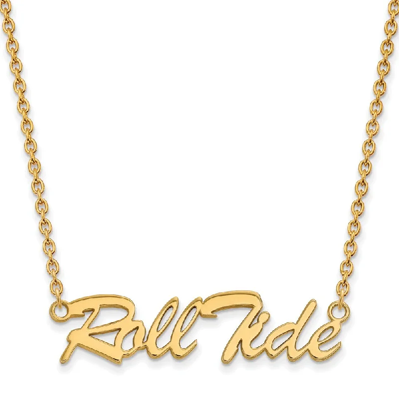 Ladies necklaces with crystals -14k Gold Plated Silver U of Alabama Medium Script Necklace