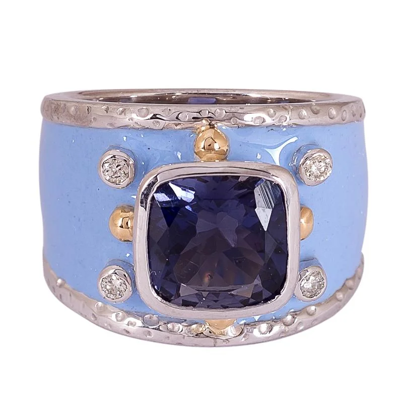 ladies-sapphire-rings-Ring- Iolite and Diamond (Enamel)  (24QM)