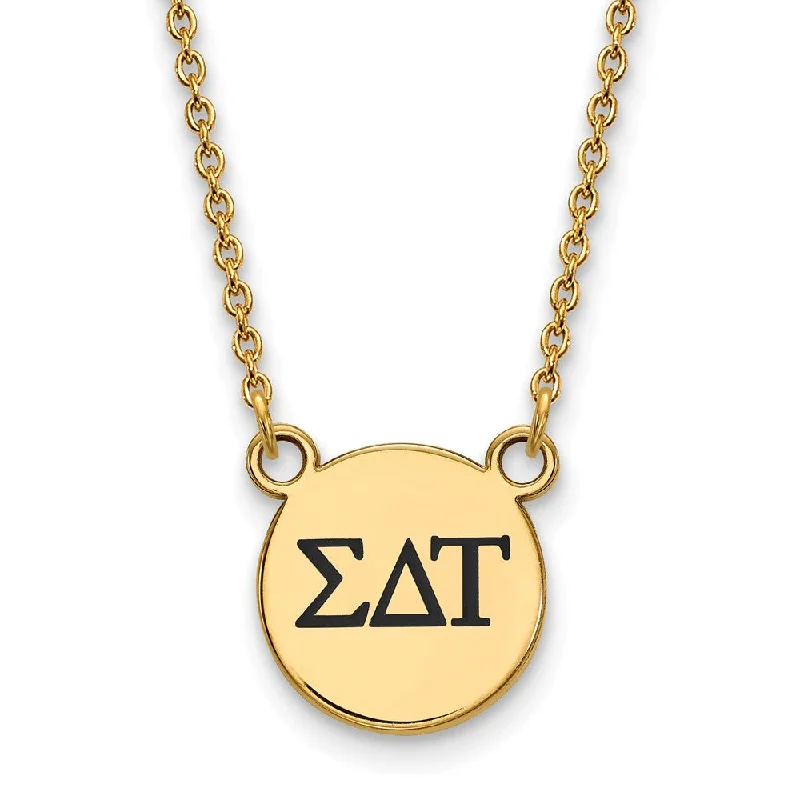 Ladies necklaces with citrine -14K Plated Silver Sigma Delta Tau Small Enamel Greek Letters Necklace