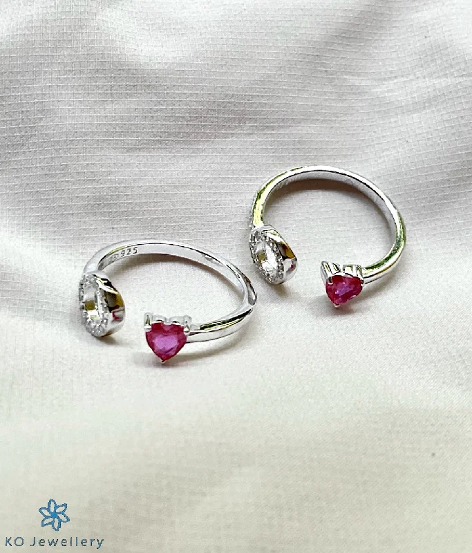 ladies-solitaire-pearl-rings-The Triya Silver Toe-Rings (Front open)