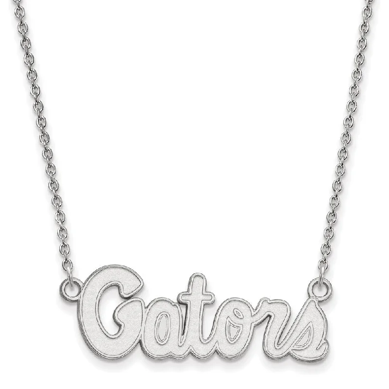 Ladies necklaces luxury brands -Sterling Silver U of Florida Small Gators Script Necklace