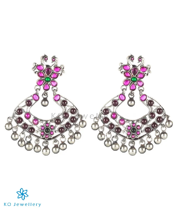 ladies-ethnic-chandelier-earrings-The Zikhin Silver Chand Bali Earrings (Oxidised)