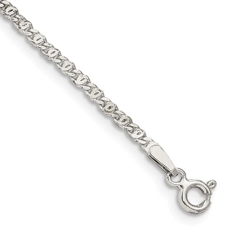 Ladies bracelets modern strands -Sterling Silver 2mm Fancy Anchor Pendant Chain Bracelet